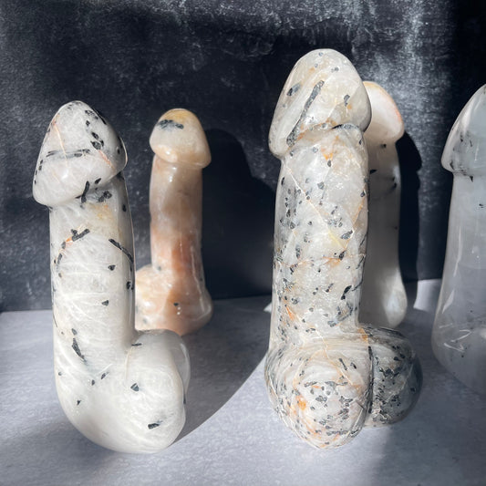 Large Black tourmaline in quartz phallus collection