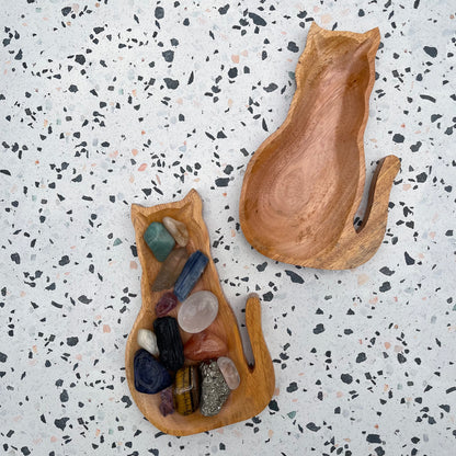 Wooden Cat Shaped Bowl