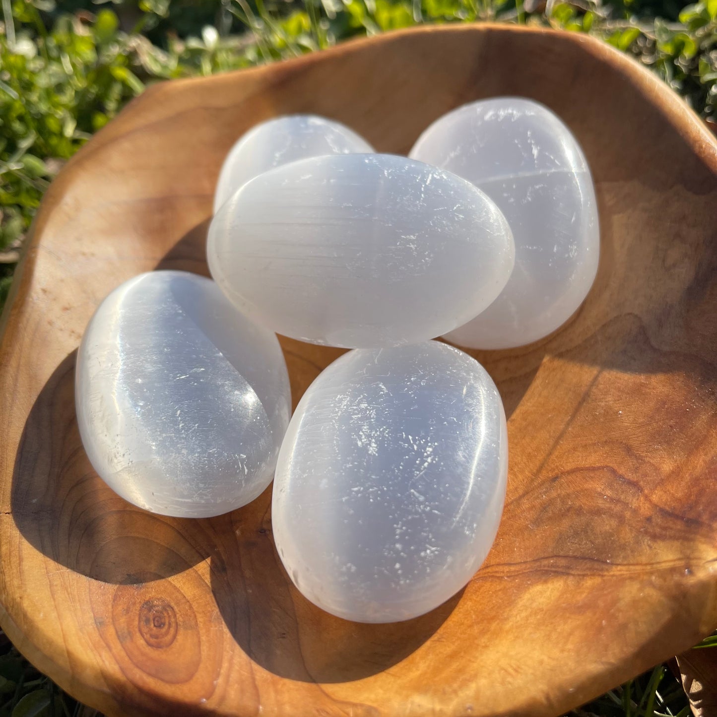 Selenite Palm stone