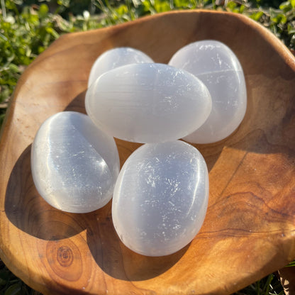 Selenite Palm stone