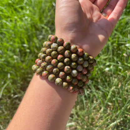 Unakite Beaded Bracelet