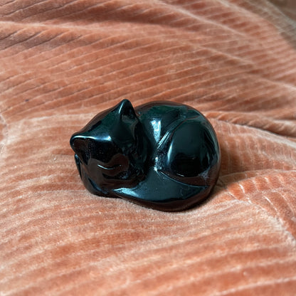 Small Obsidian Sleeping Cat