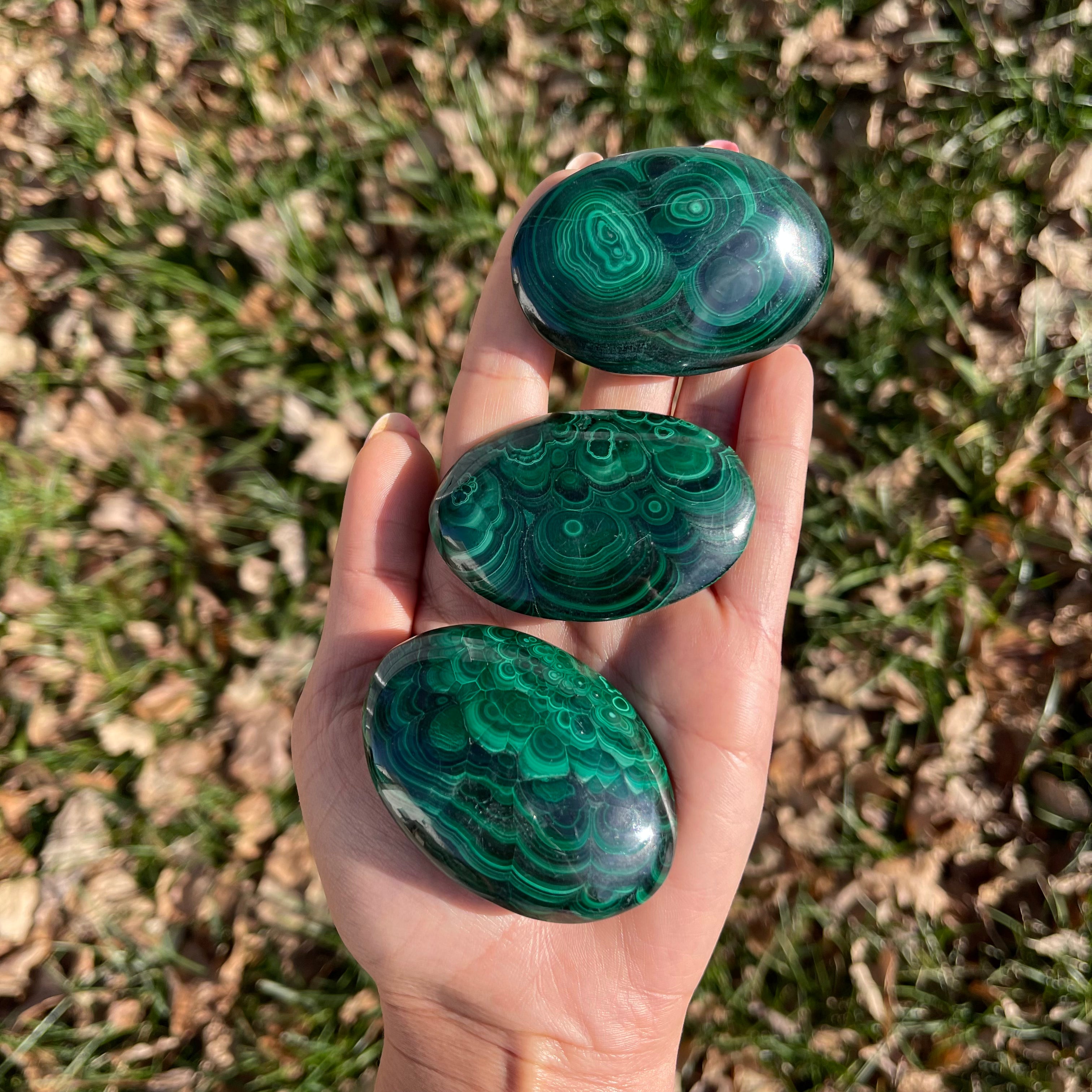 High Quality Malachite Palm stone