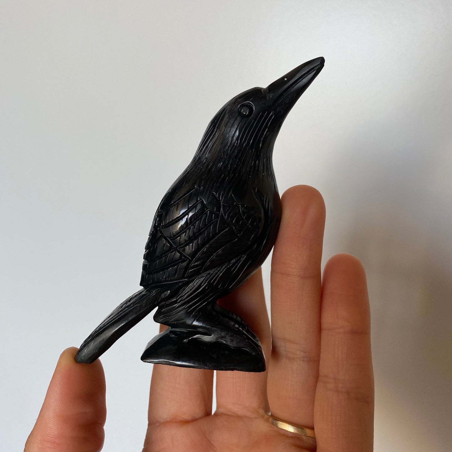 Obsidian Crow Raven Carving