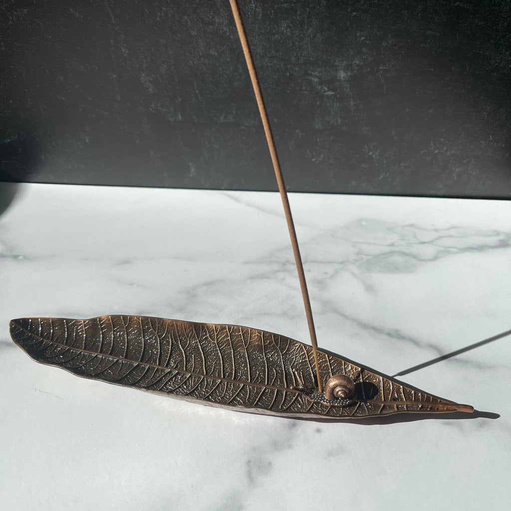 Leaf with Snail Incense Holder