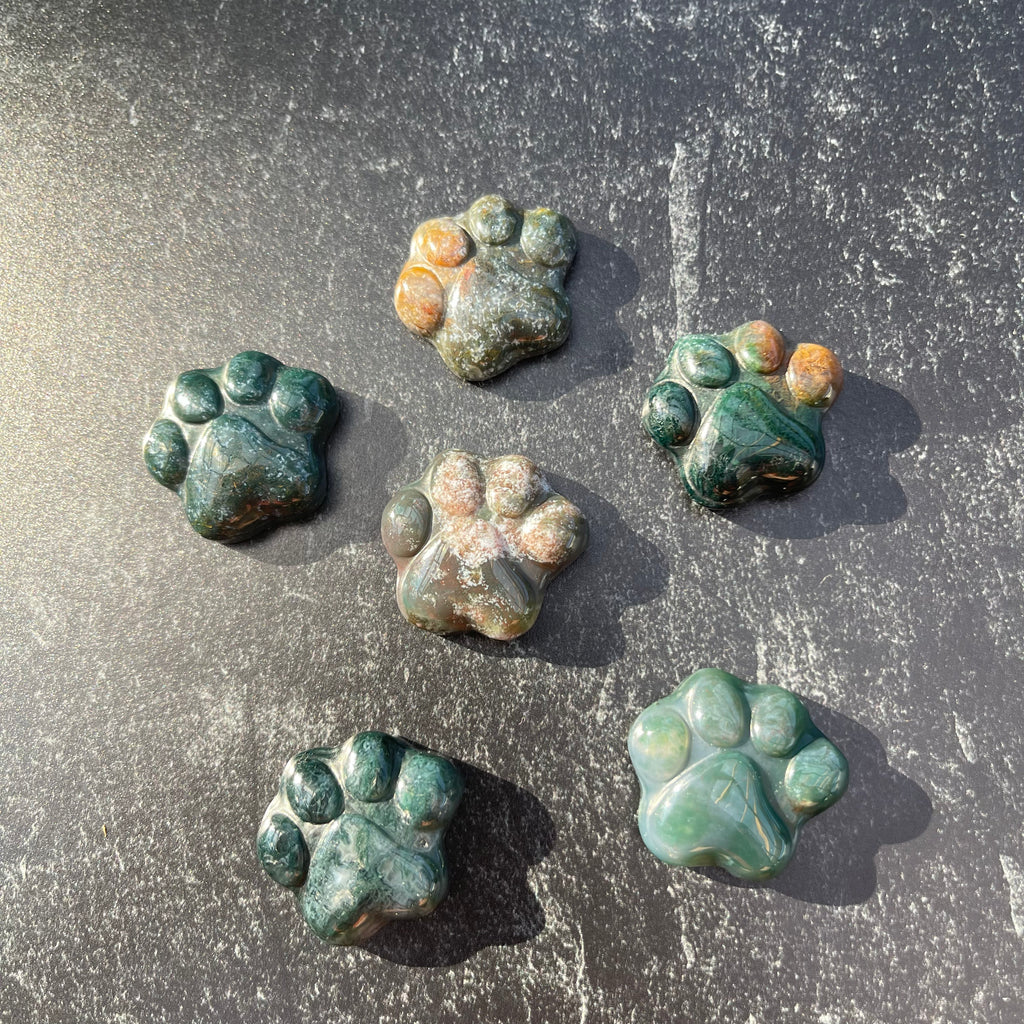 Mini Moss Agate Paw Print