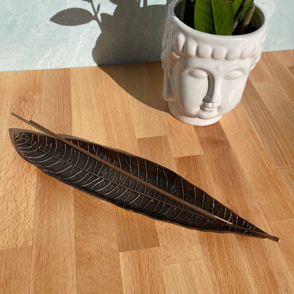 Leaf with Snail Incense Holder
