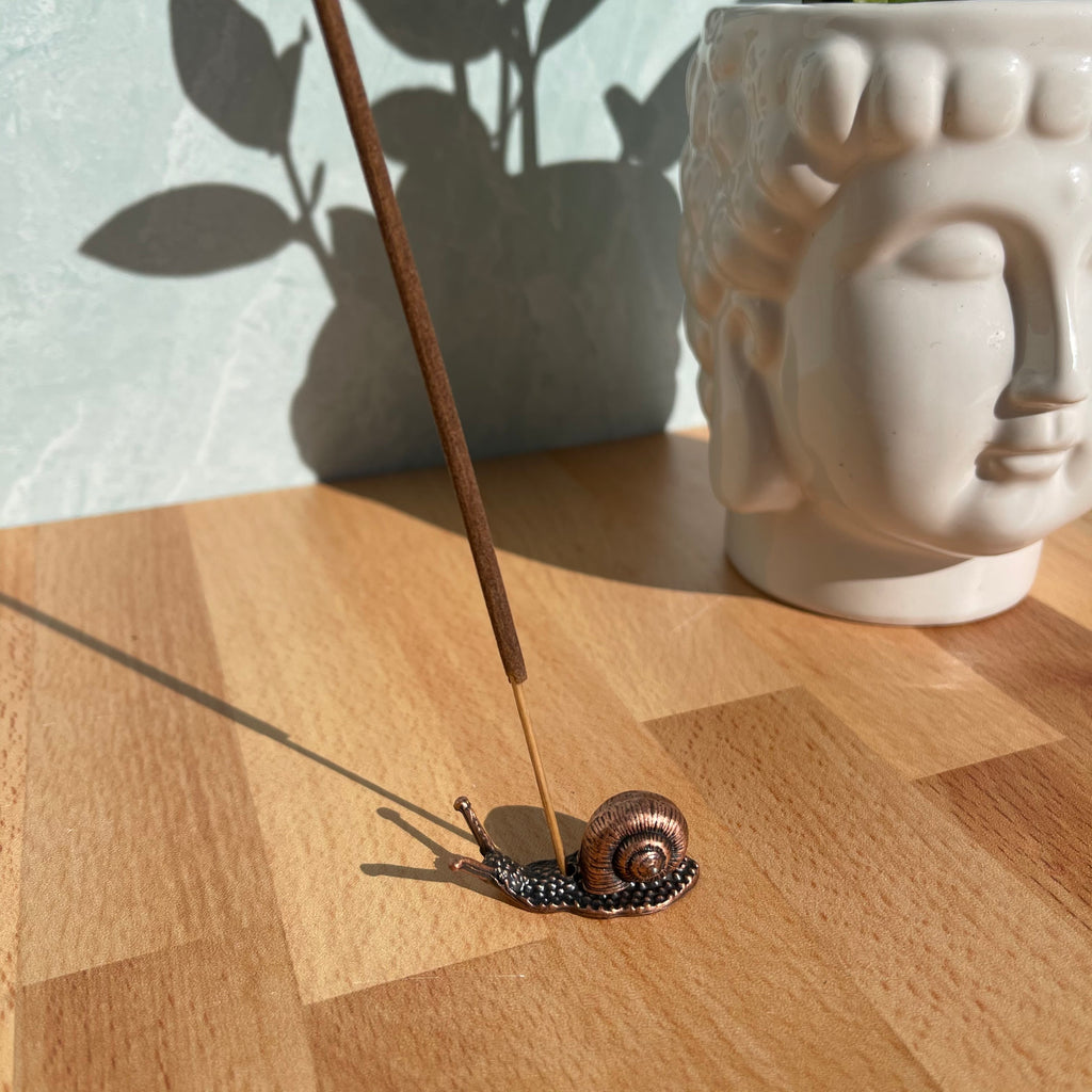 Leaf with Snail Incense Holder