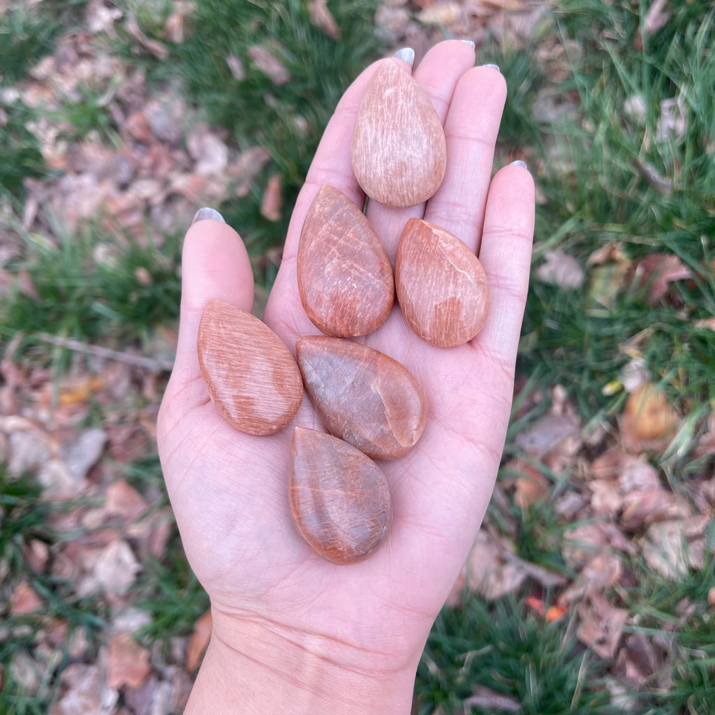 Flashy Polished Peach Moonstone Teardrop