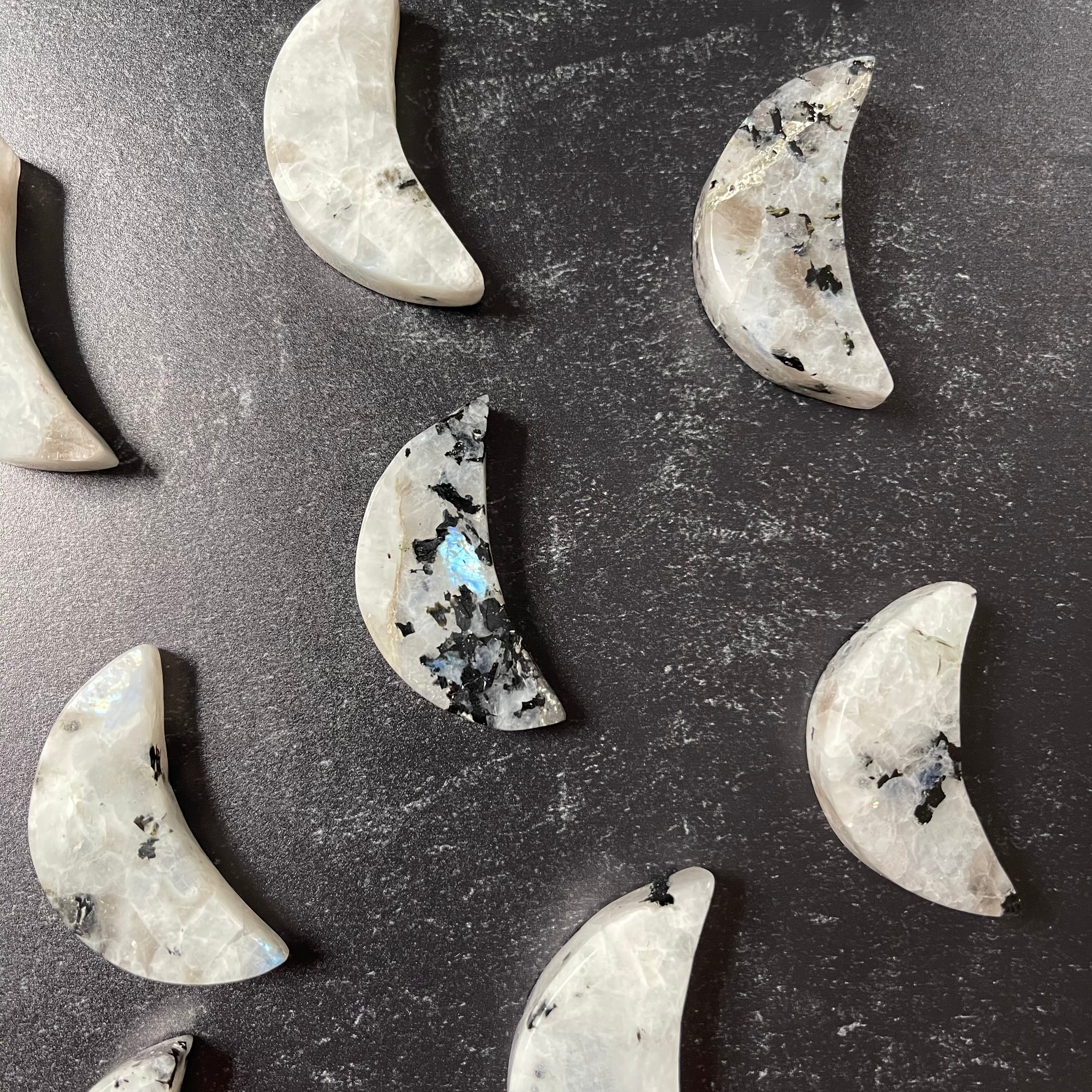 Rainbow Moonstone Crescent Moon