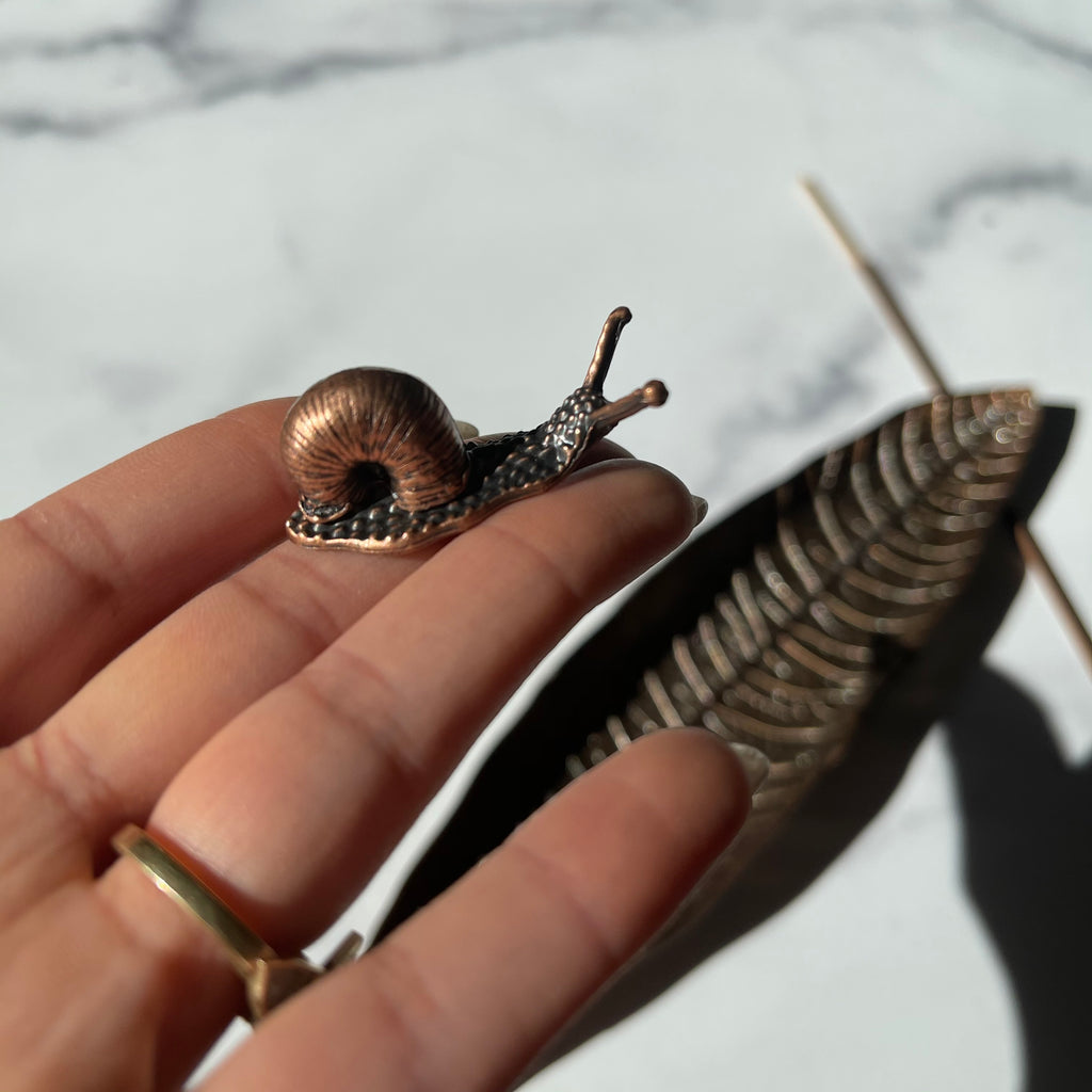 Leaf with Snail Incense Holder