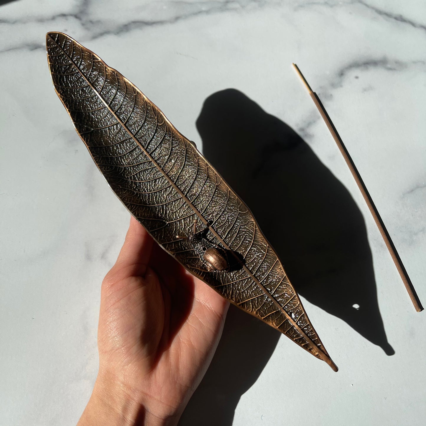 Leaf with Snail Incense Holder