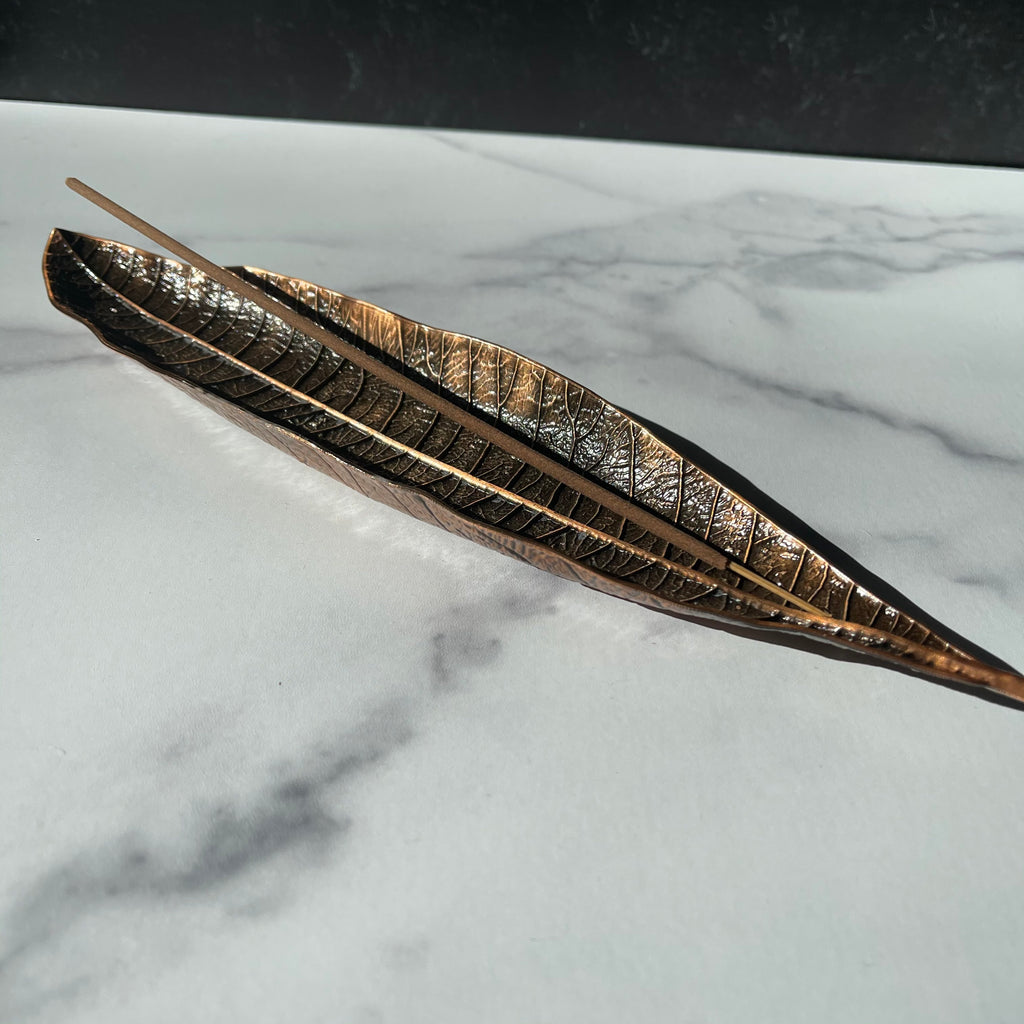 Leaf with Snail Incense Holder