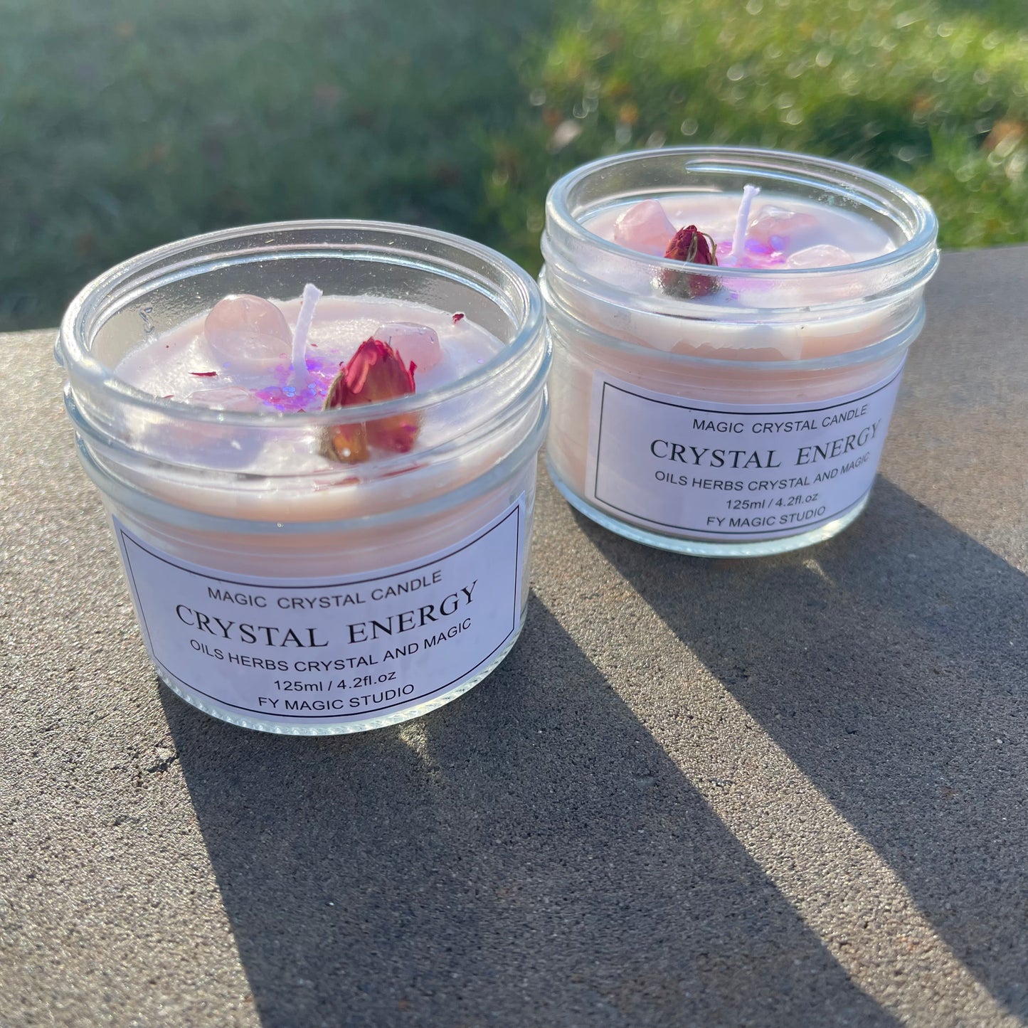 Rose Quartz Crystal Energy Magic Candle