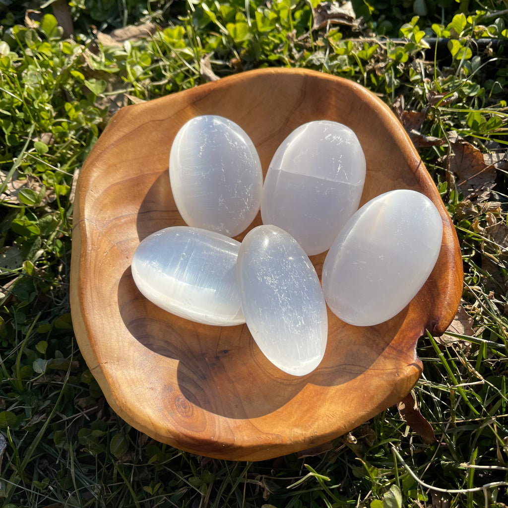 Selenite Palm stone