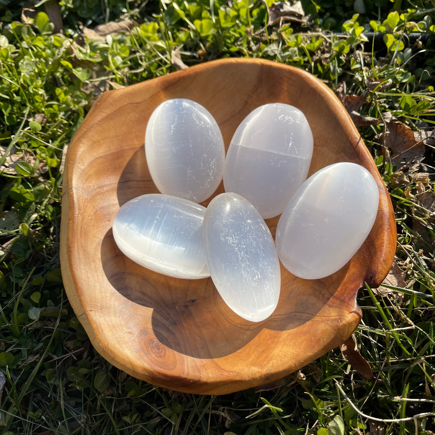 Selenite Palm stone