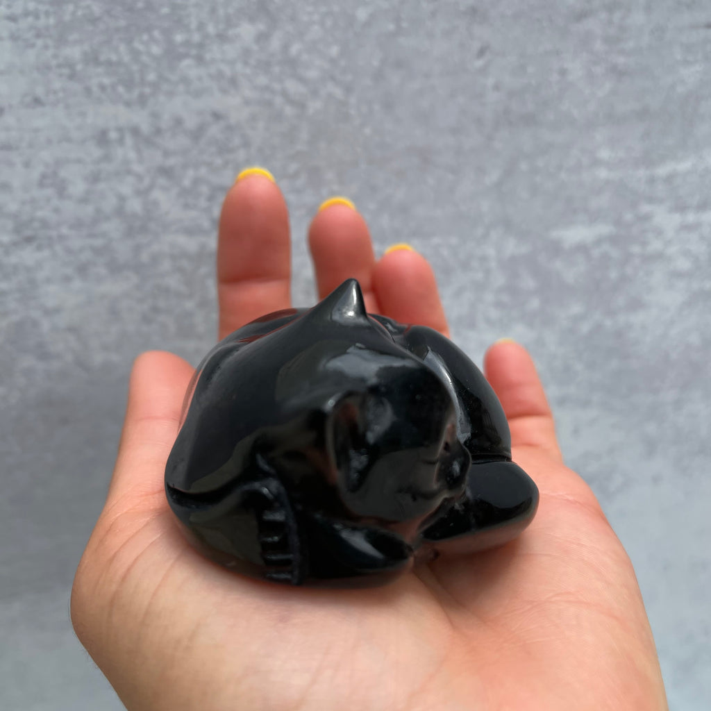 Small Obsidian Sleeping Cat