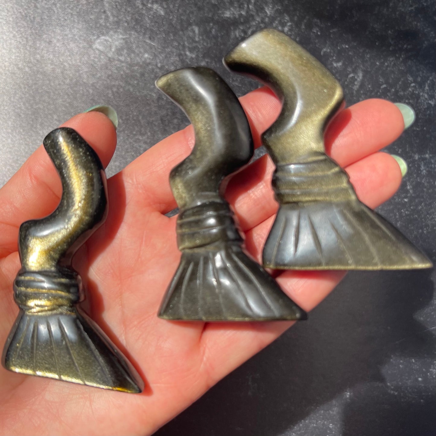 Sheen Obsidian Witch Broomstick Curved