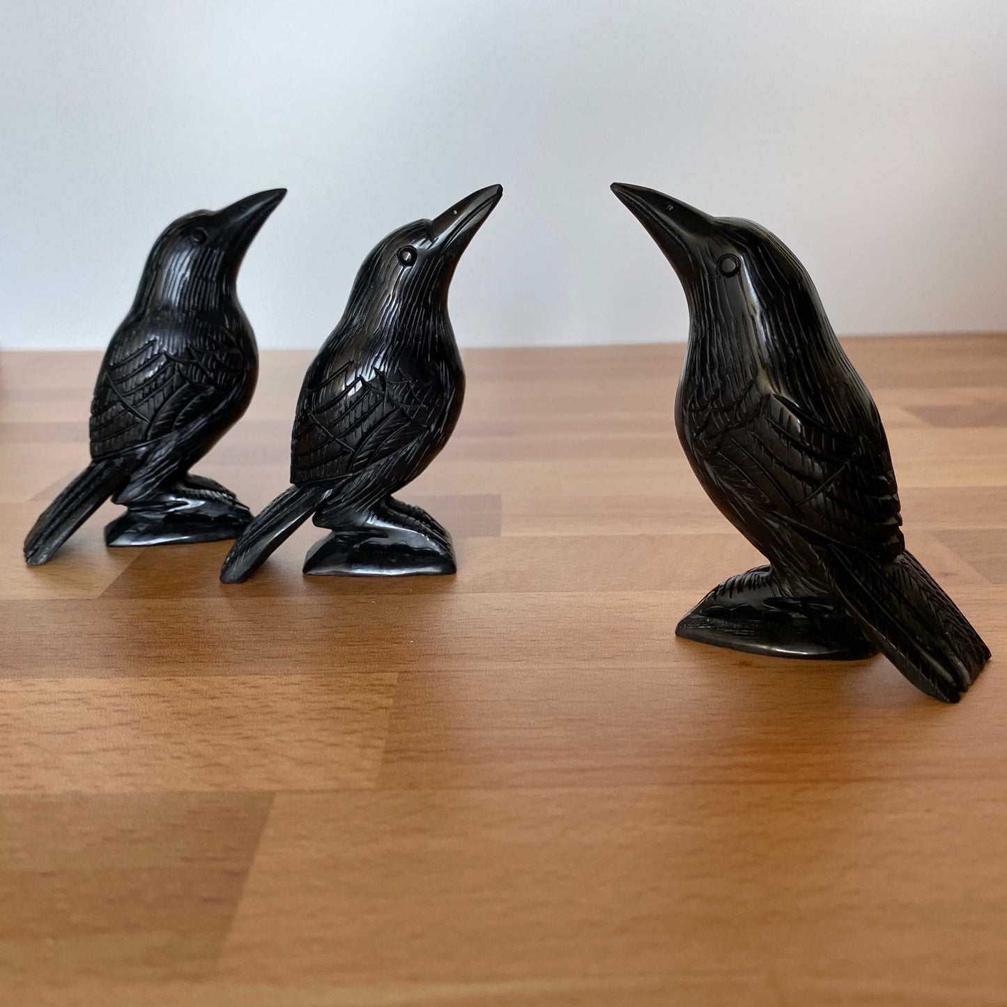 Obsidian Crow Raven Carving