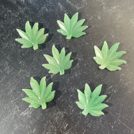 Green Aventurine Cannabis Leaf Carving