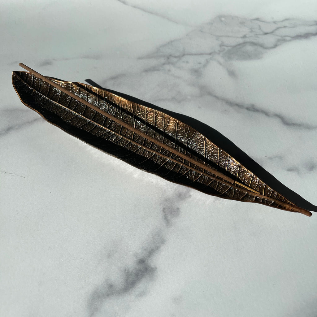 Leaf with Snail Incense Holder