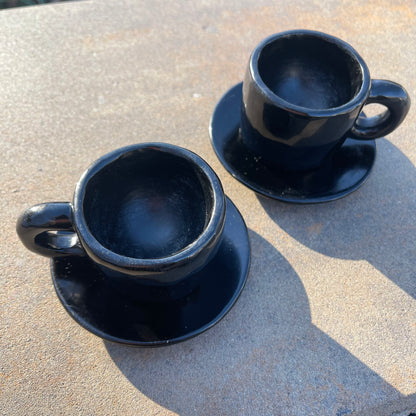 Obsidian Quartz Teacup and Plate