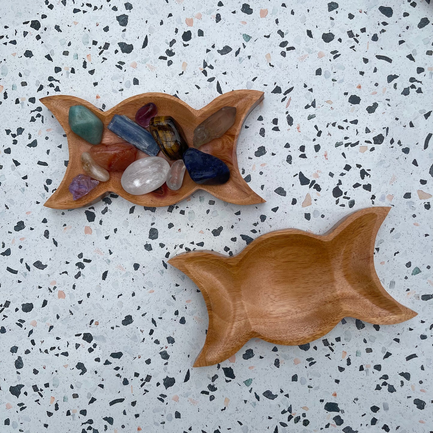 Wooden Triple Moon Shaped Bowl