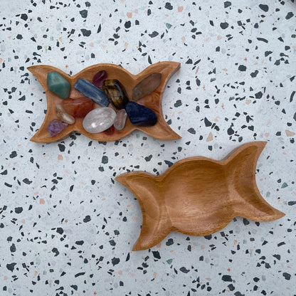 Wooden Triple Moon Shaped Bowl
