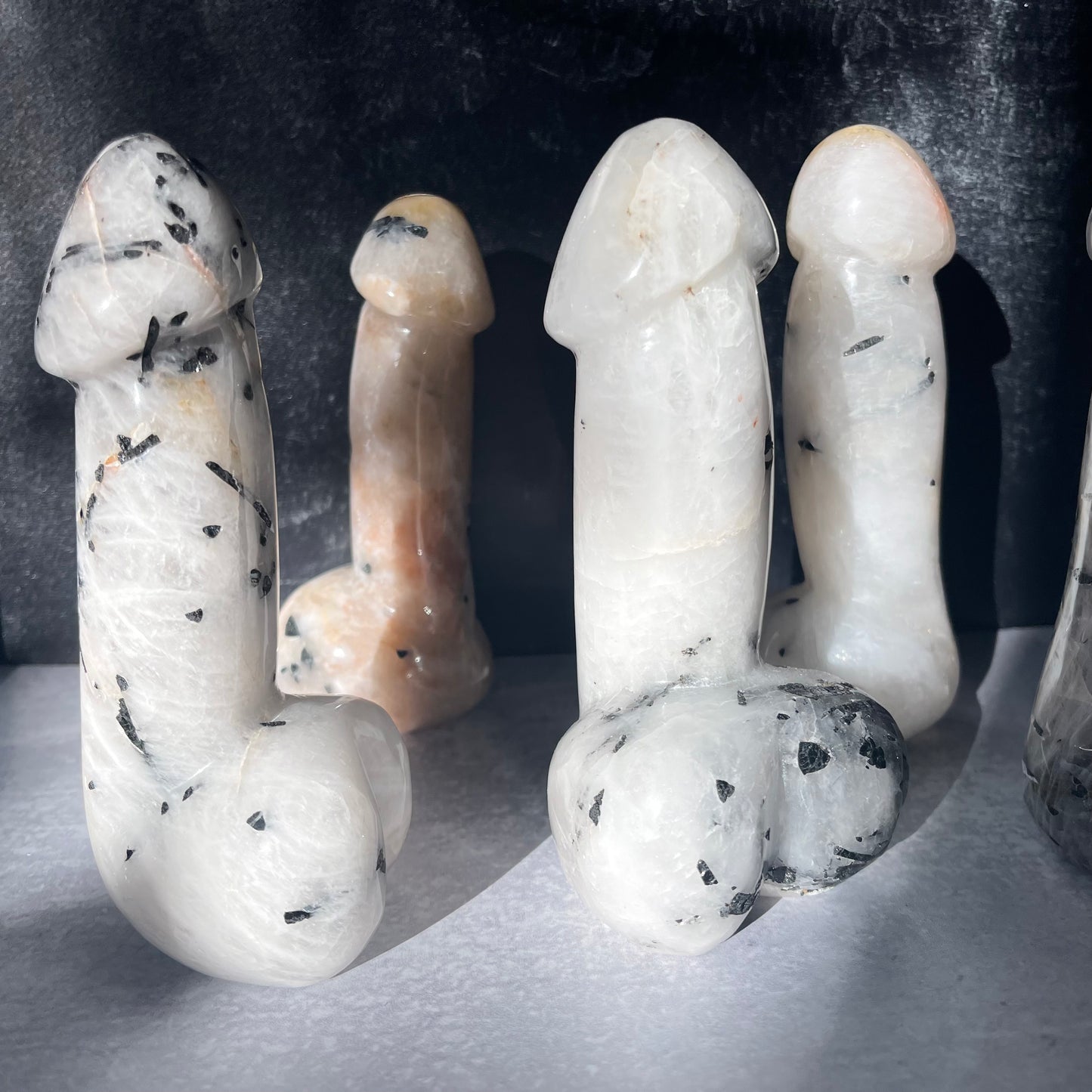 Large Black tourmaline in quartz phallus collection