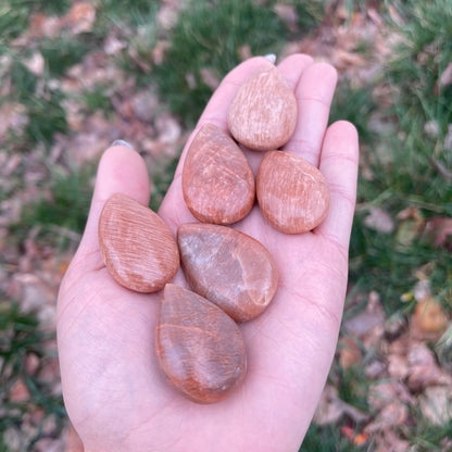 Flashy Polished Peach Moonstone Teardrop