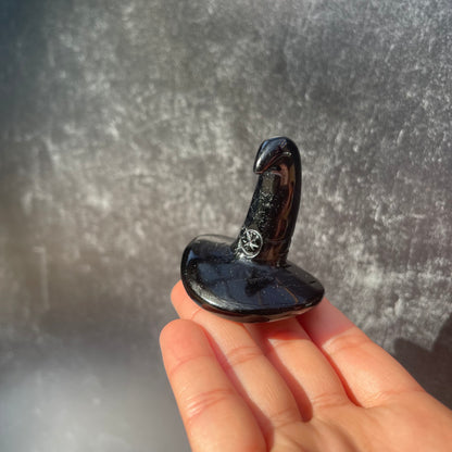 Obsidian Witch Hat Carving