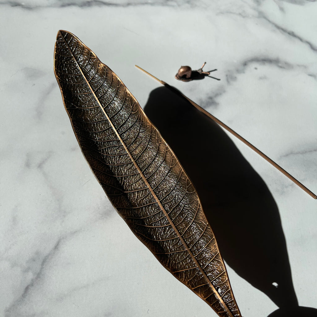 Leaf with Snail Incense Holder