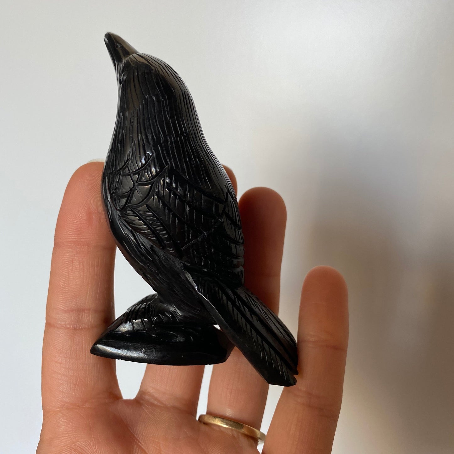 Obsidian Crow Raven Carving