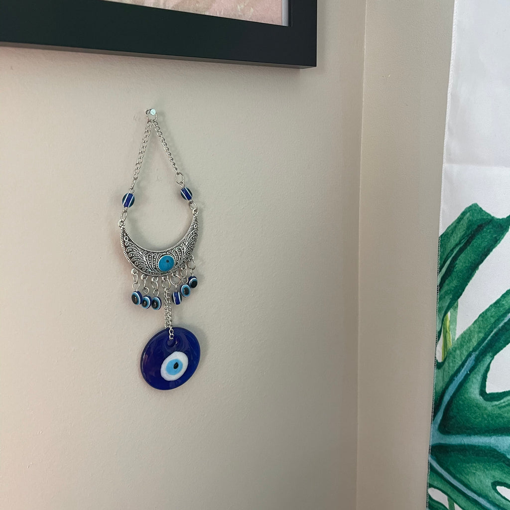 Crescent Moon Evil Eye Wall Hanging