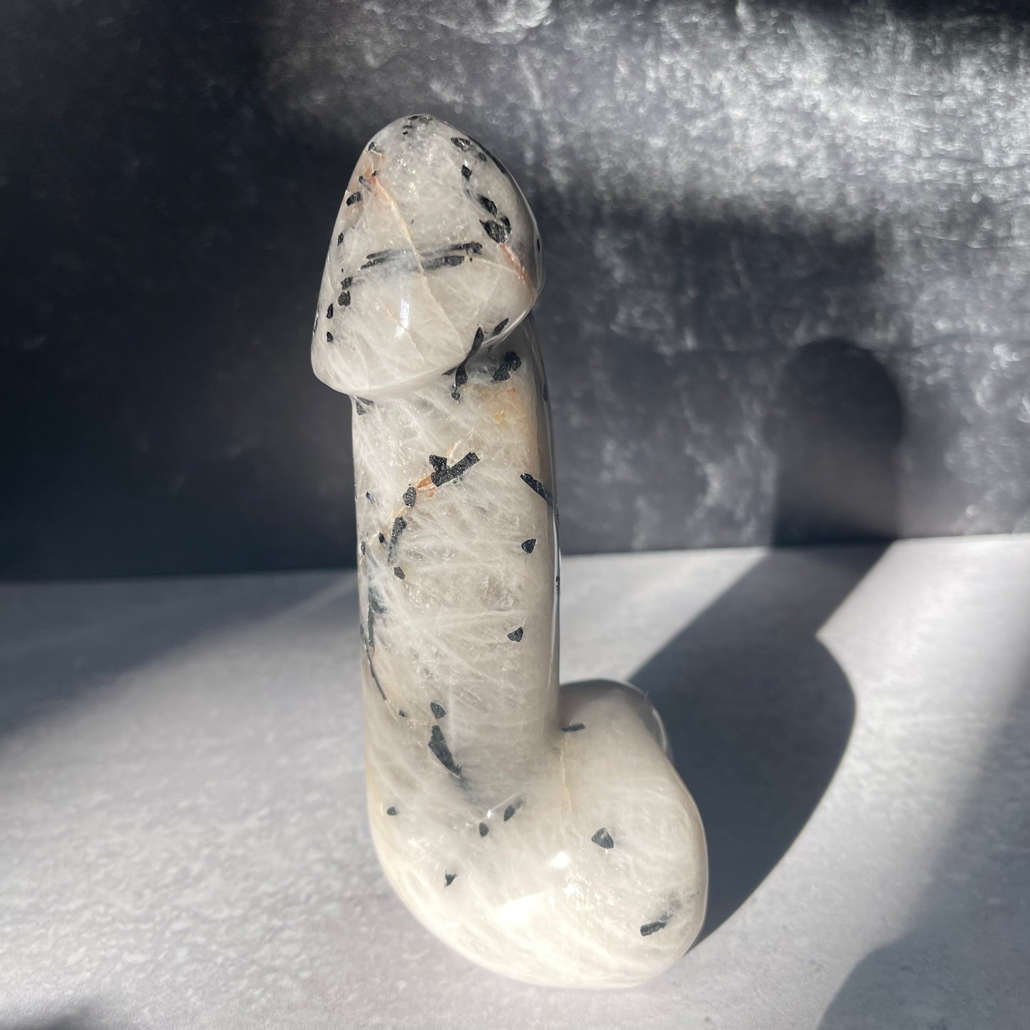 Large Black tourmaline in quartz phallus collection