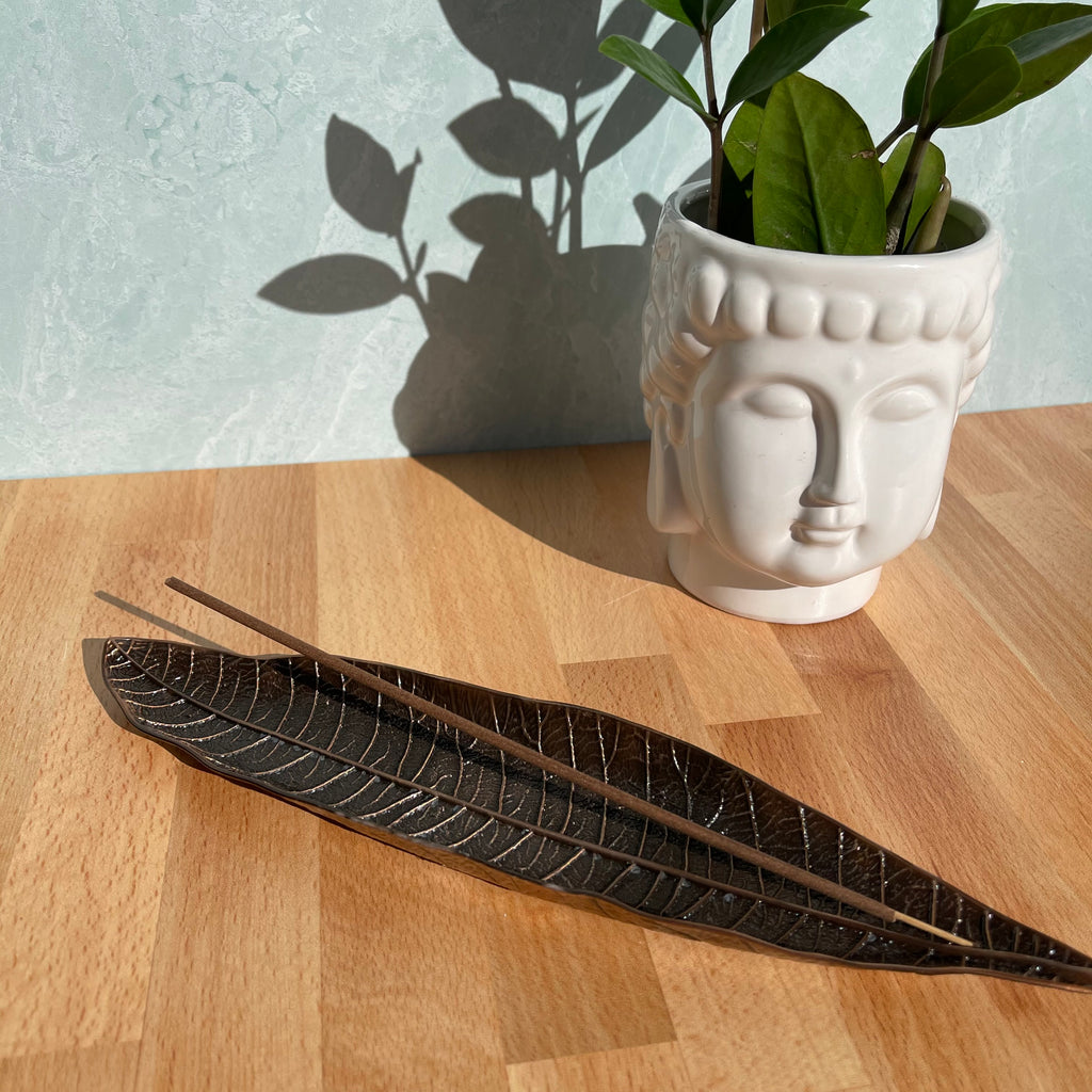 Leaf with Snail Incense Holder