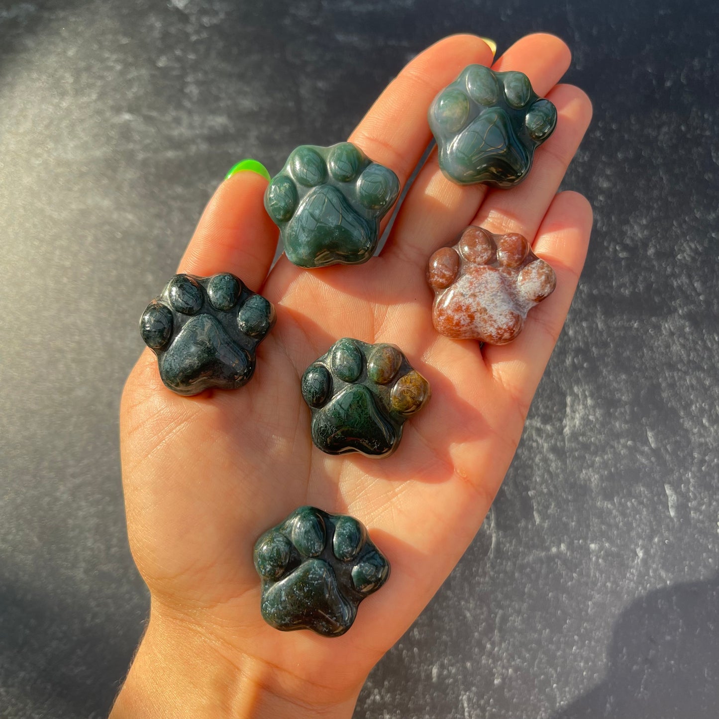Mini Moss Agate Paw Print