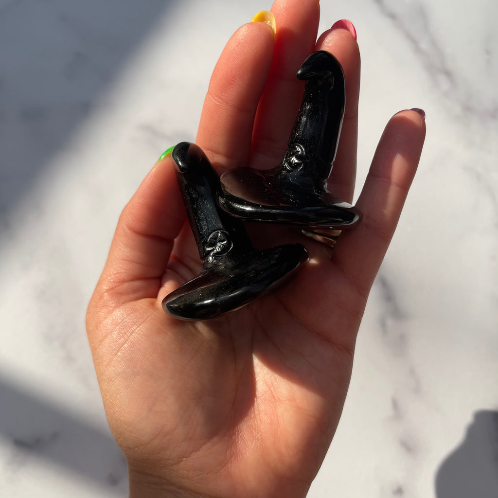 Obsidian Witch Hat Carving