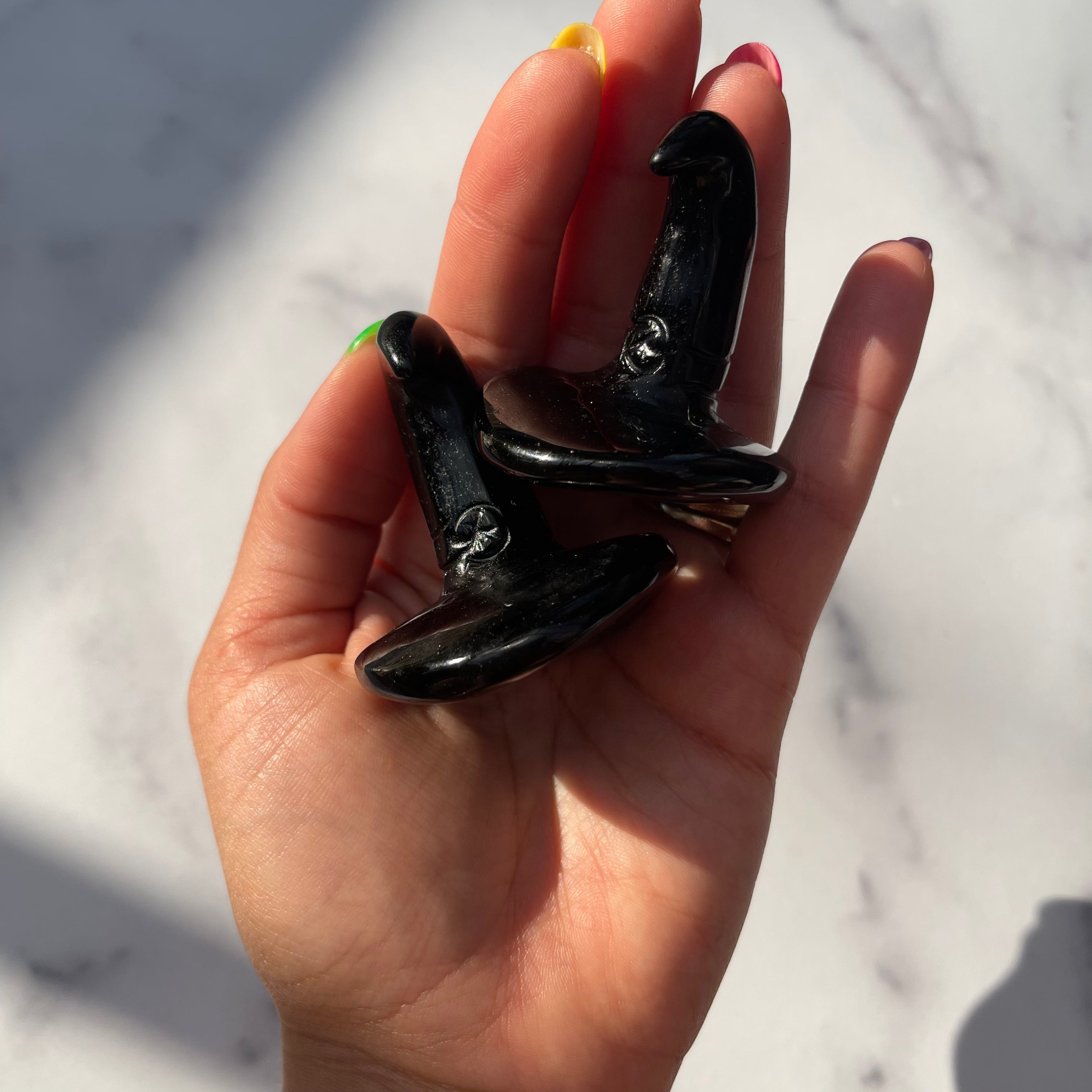Obsidian Witch Hat Carving