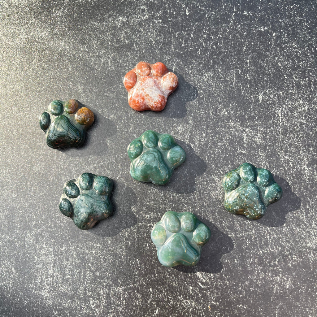 Mini Moss Agate Paw Print