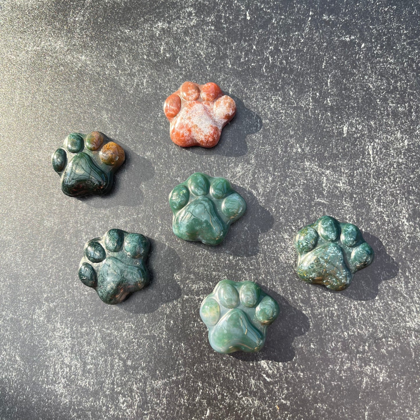 Mini Moss Agate Paw Print