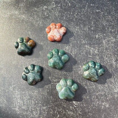 Mini Moss Agate Paw Print
