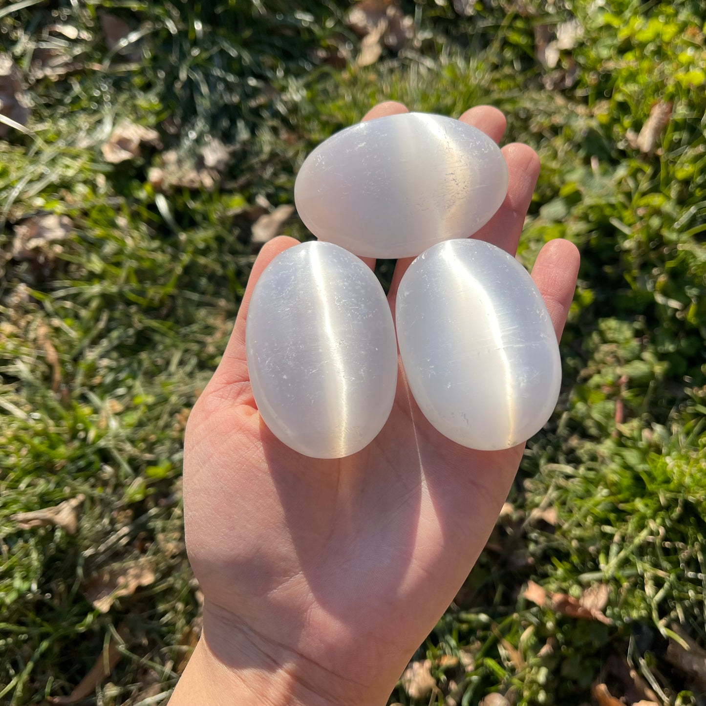 Selenite Palm stone