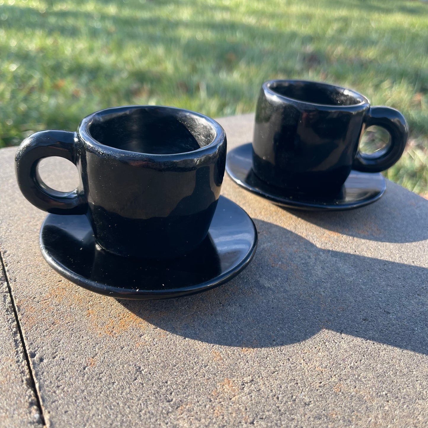Obsidian Quartz Teacup and Plate