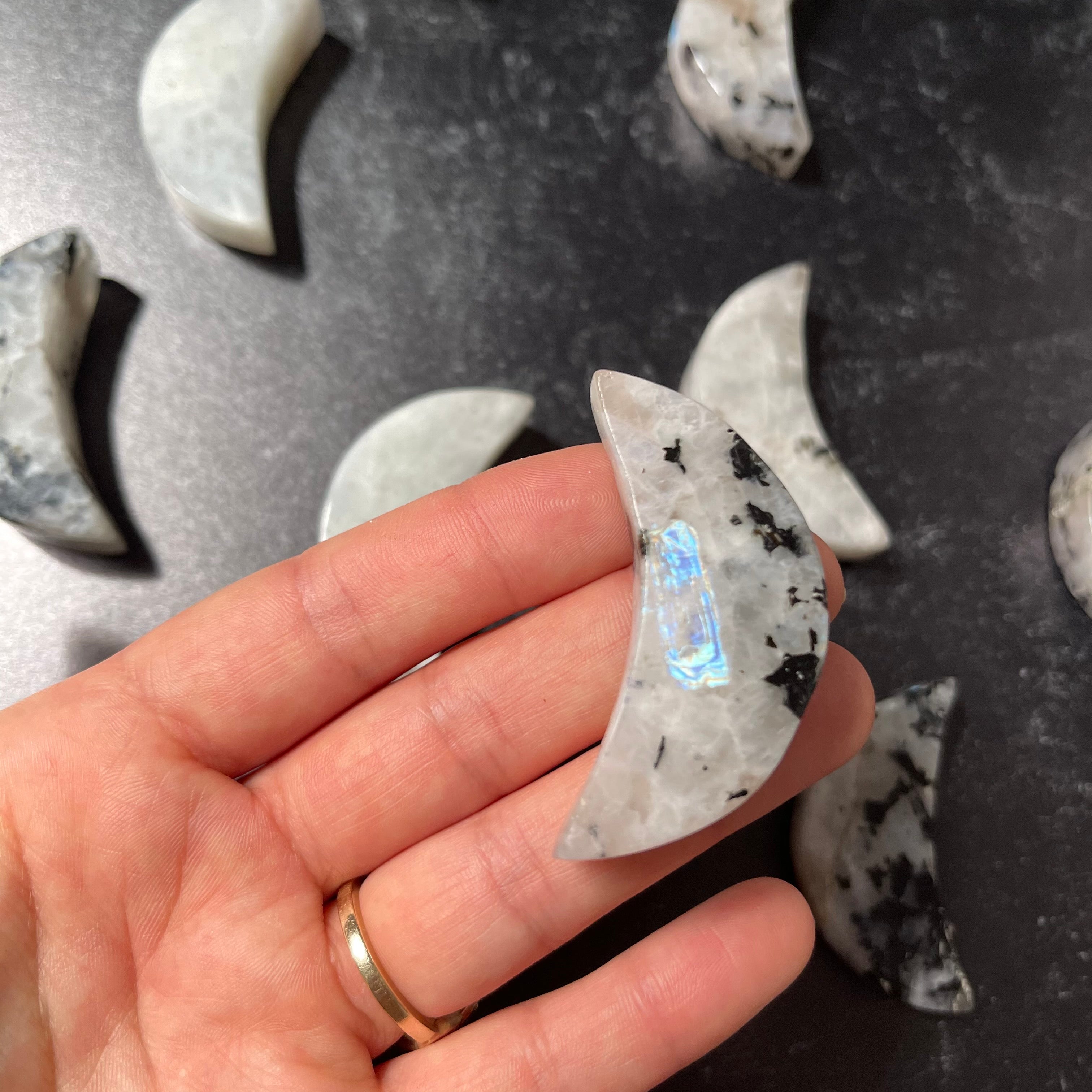 Rainbow Moonstone Crescent Moon