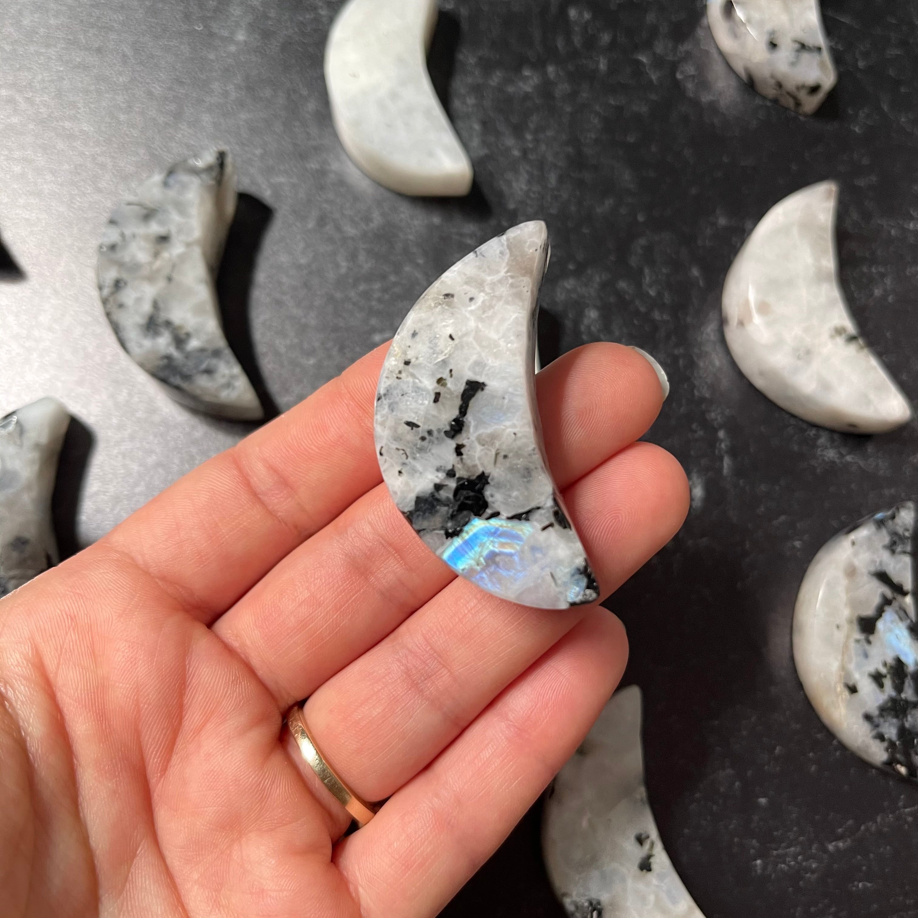Rainbow Moonstone Crescent Moon