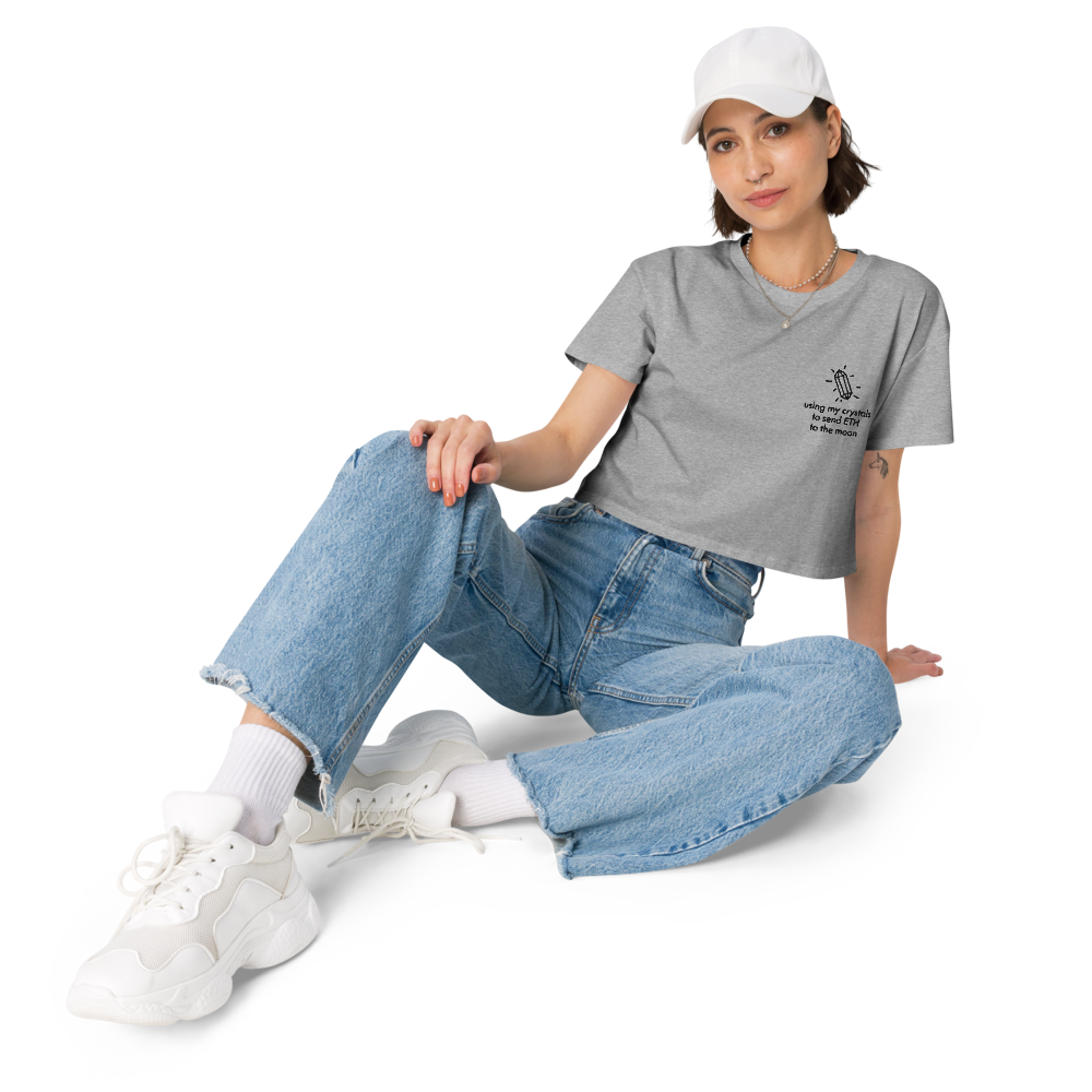 ETH TO THE MOON Embroidered Women’s Crop Top Shirt