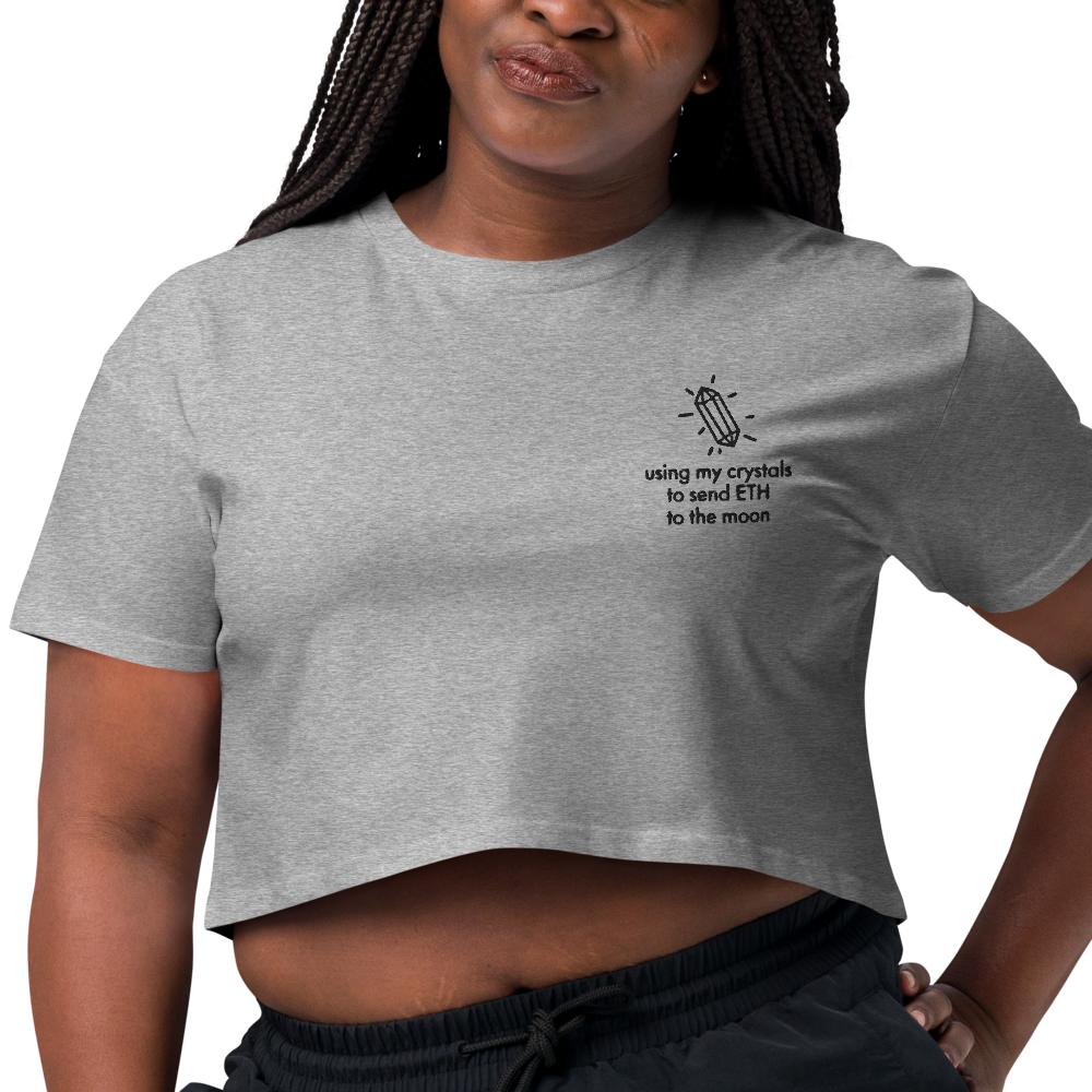 ETH TO THE MOON Embroidered Women’s Crop Top Shirt