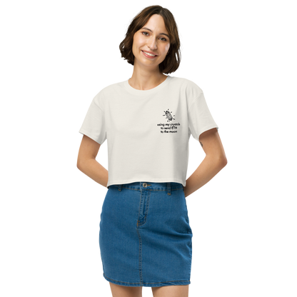 ETH TO THE MOON Embroidered Women’s Crop Top Shirt