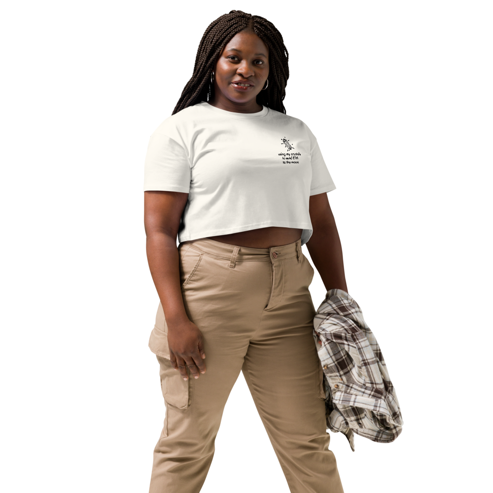 ETH TO THE MOON Embroidered Women’s Crop Top Shirt